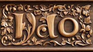 木雕字母 Hao 花卉装饰