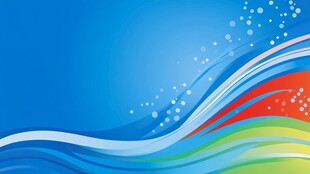 蓝色动感多彩波浪背景图