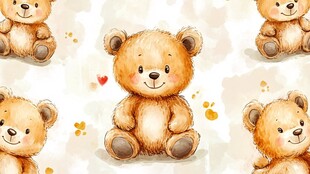 可爱小熊图案 温馨水彩风