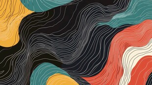 抽象波浪线条多彩艺术图案