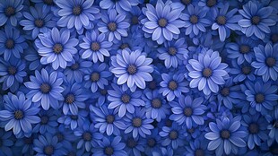 蓝紫色雏菊密集美丽绽放