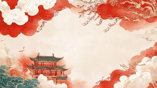 古风中式楼阁云景图