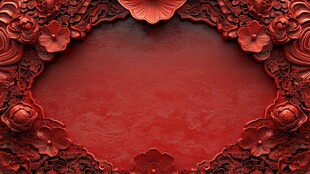 红底雕花中式精美边框