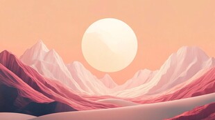 落日下的梦幻粉色山脉