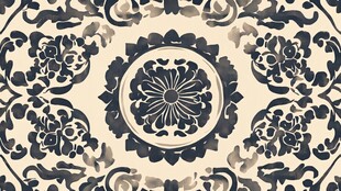 中式复古花卉几何纹理图案