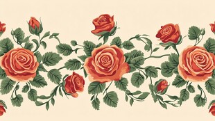 复古玫瑰花卉边饰图案