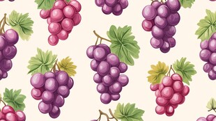 葡萄图案 清新水果插画风格