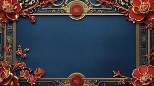 中式古典花卉金边装饰框架