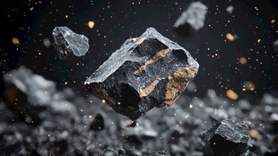 悬浮的矿石与飞散碎石