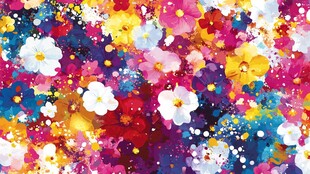 缤纷花朵水彩背景图案