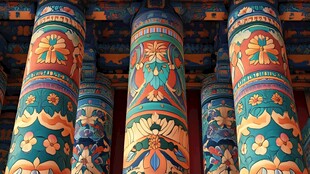 绚丽多彩的中式传统彩绘柱