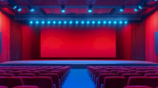 红色剧院舞台与观众席