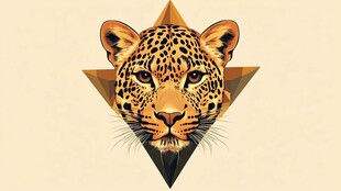 几何风格豹子头像插画