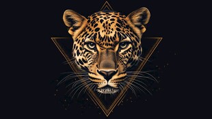 豹头三角轮廓艺术插画