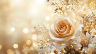 梦幻米色玫瑰与细碎小花