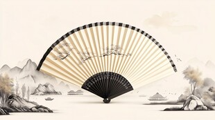 古典折扇绘山水意境美