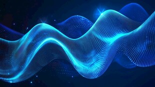 蓝色动感数据波形背景图