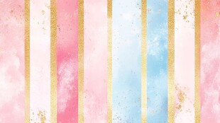 粉蓝金条纹水彩背景图
