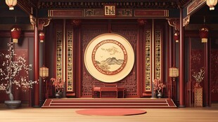 中式古典厅堂室内场景