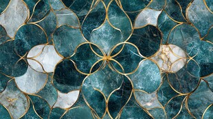 蓝绿几何花纹精美装饰图案