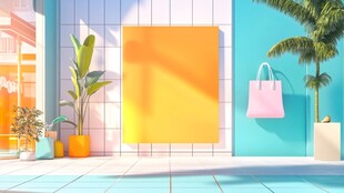 时尚户外橱窗展示场景