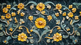 古典花卉浮雕墙面艺术