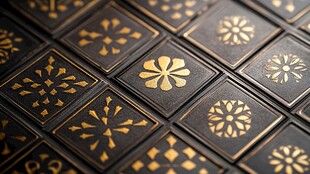 黑金花纹瓷砖图案特写