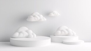纯白云朵展台简约场景