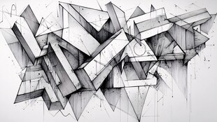 立体几何抽象线条艺术画