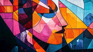 抽象几何人脸彩色艺术画