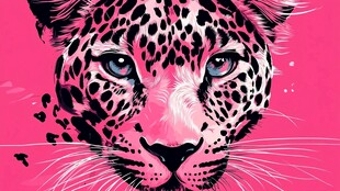 粉红豹头插画 野性与柔美