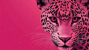 粉色背景下的酷炫花豹头像