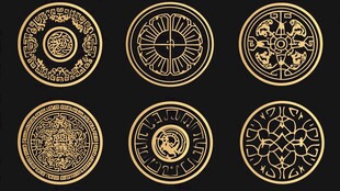 精美金色圆形花纹图案集合