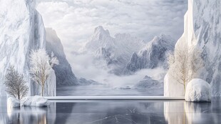 冰雪山水梦幻场景