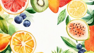 缤纷水果环绕的清新画面