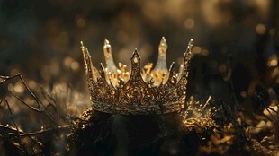 金色王冠静置于荒野之上