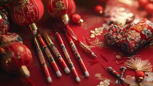 中式喜庆文具与传统装饰