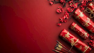 喜庆红背景下的传统节庆元素