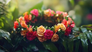 缤纷玫瑰花环 尽显自然浪漫