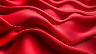 红色丝绸波浪纹理特写