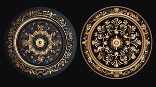 欧式黑金花纹圆形装饰图案