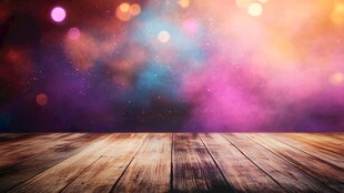 梦幻舞台背景下的木质台面