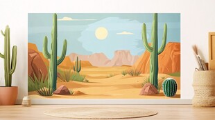 沙漠仙人掌风景插画