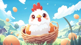 萌趣小鸡在巢 田园好风光