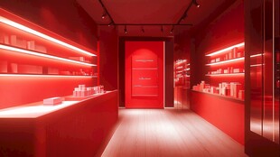 红色系时尚美妆店铺空间