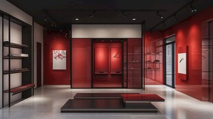 中式红调雅致展厅空间