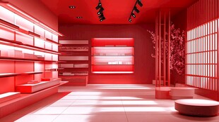 红色时尚室内展示空间