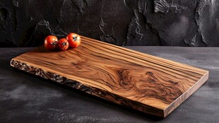 胡桃木砧板上的新鲜番茄