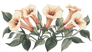 复古风格喇叭花插画