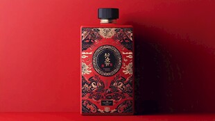 中式红瓶酒 传统典雅设计